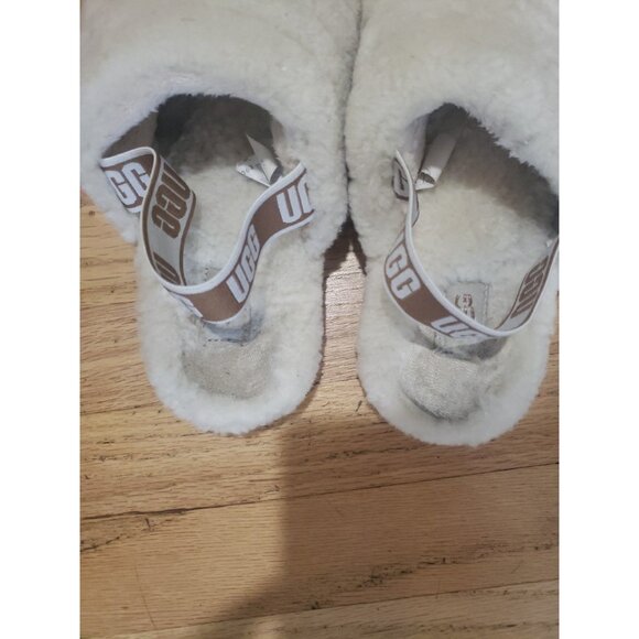 UGG Fluff Yeah Slide Slippers Womens Natural Sherling Strap US 7 EU 38 - Picture 7 of 14